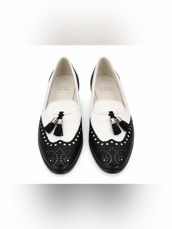 Stuart Weitzman Shoes - Stuart Weitzman Women’s Black & White Leather Tassel Loafers. Size: 9
